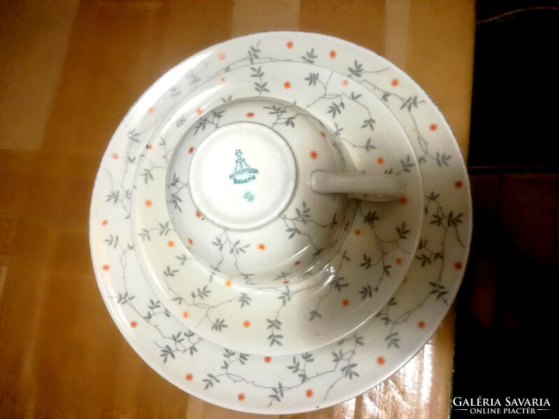 Charming Bavarian tea breakfast trio around 1960: cup-saucer-plate art&decoration