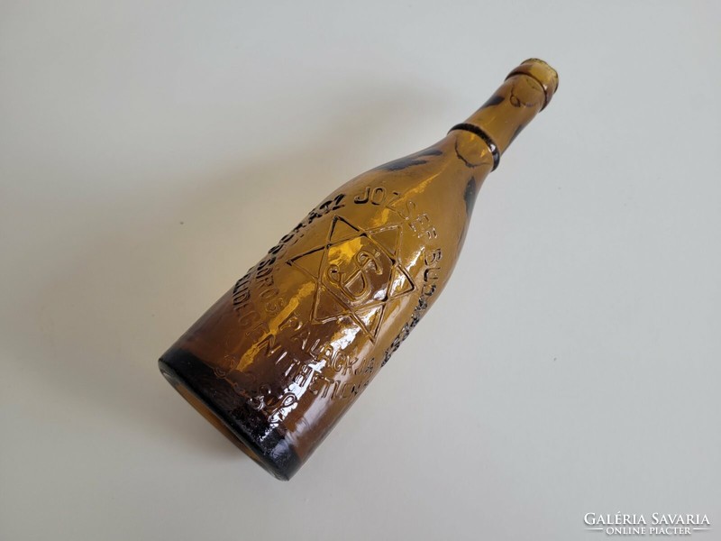 Régi 1911 es sörösüveg Schätz József Budapest Dávid csillagos barna sörös palack