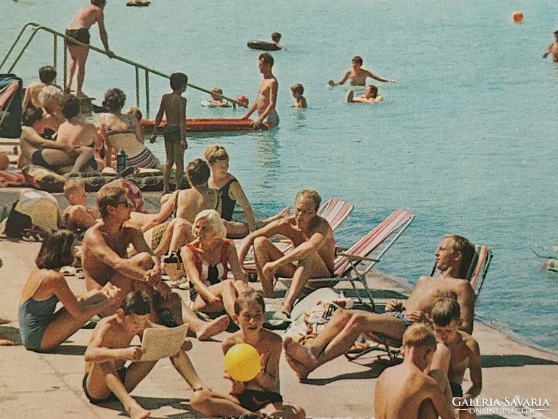 Retro képeslap fotó levelezőlap Balaton strand