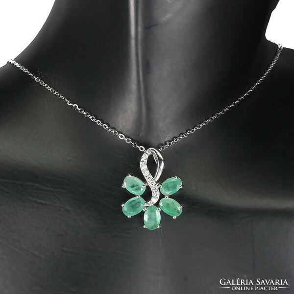 Genuine emerald 925 silver necklace