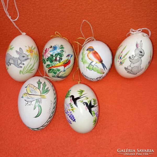 6 hand-painted eggs, Easter egg decoration.