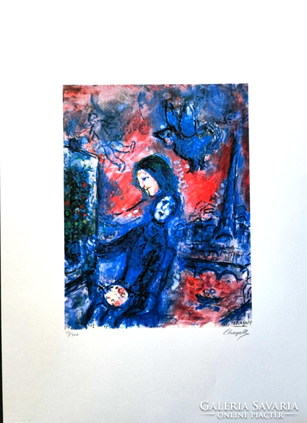 Nagyon szép Chagall litográfia - A festő műtermében