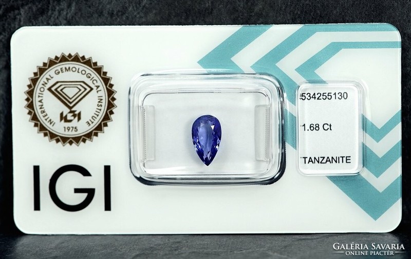 Tanzanit drágakő 1,68 ct IGI tanúsítvánnyal