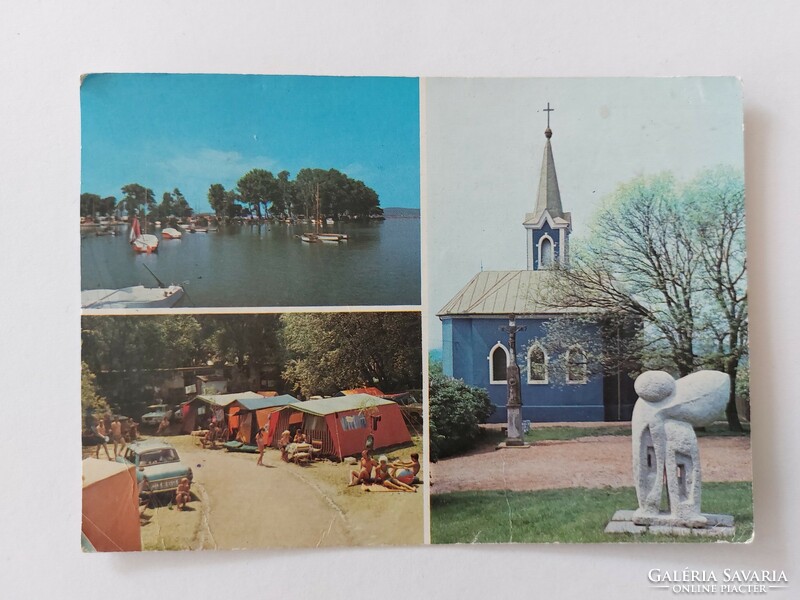 Retro postcard photo postcard Balaton camping