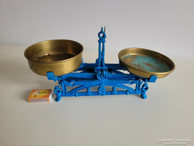 Old antique small size copper pan kitchen household blue cast iron scale vintage decoration