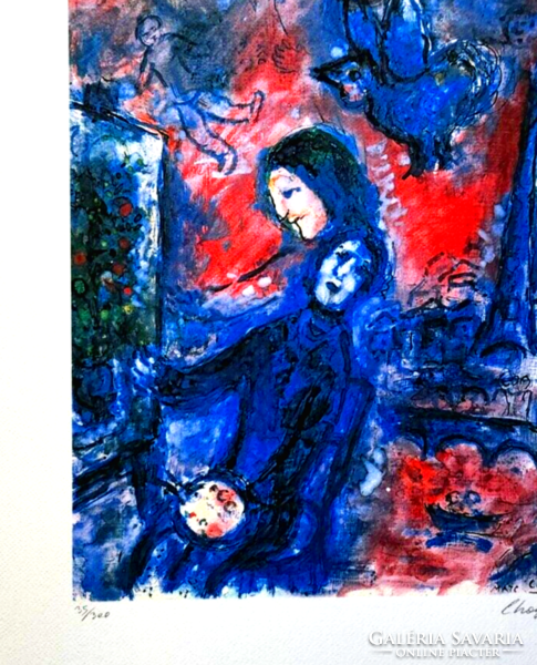 Nagyon szép Chagall litográfia - A festő műtermében