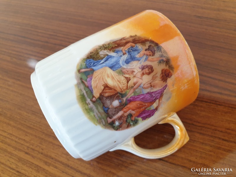 Old zsolnay porcelain scene with eosin mug teacup