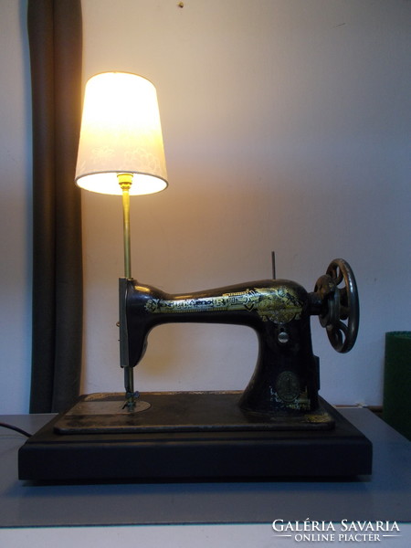 Vintage table lamp made from a sewing machine
