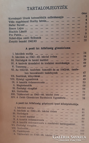 A PESTI IZRAELITA HITKÖZSÉG GIMNÁZIUMÁNAK ÉVKÖNYVE 1942  -  1943  -  JUDAIKA