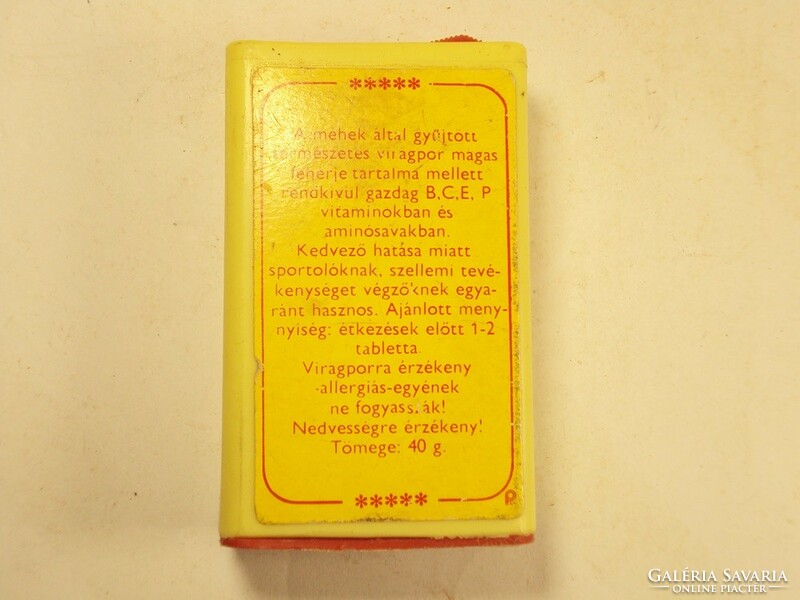 Retro Vitapoll virágporos tabletta HUNGARONEKTÁR gyártó műanyag flakon - 1980-as évekből