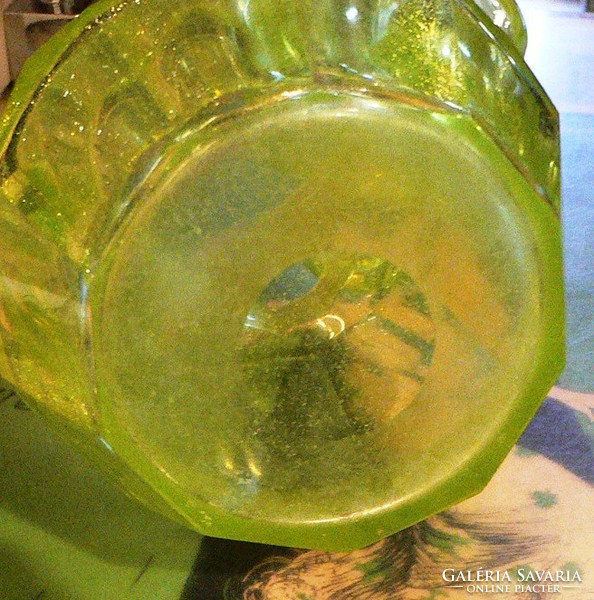Blown glass with polished lid on antique plate