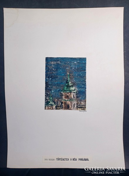 Illustration by Noémi Tavaszy - Jan Neruda: stories from old Prague - Czech writer, literature, cityscape