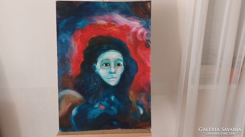 (K) great abstract surrealist portrait painting 50x70 cm