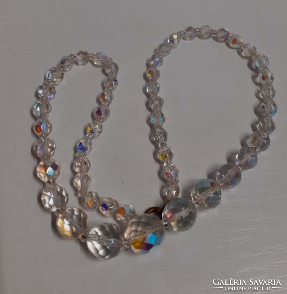 An old, beautiful, shiny performer multi-faceted Czech crystal necklace