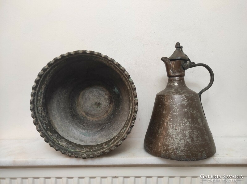 Antique Arabic Berber tinned copper jug and bowl Morocco 184 6653