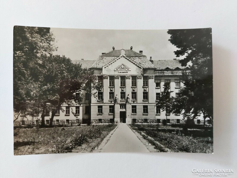 Retro postcard 1971 photo postcard Jászapát state high school