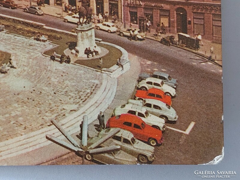 Retro képeslap 1966 fotó levelezőlap Pécs Széchenyi tér Nádor Szálló
