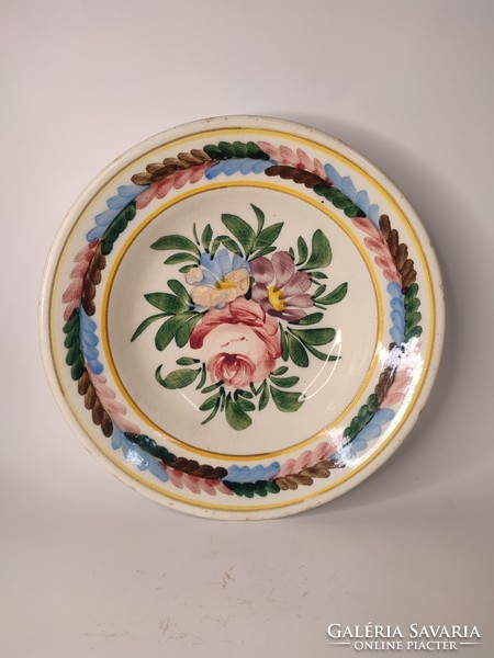 Painted folk wall plate with old miskolcz mark
