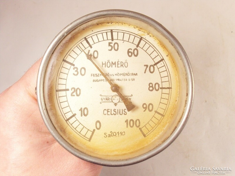 Antique old gauge thermometer strain gauge and thermometer industry factory ticket manufacturer, marked