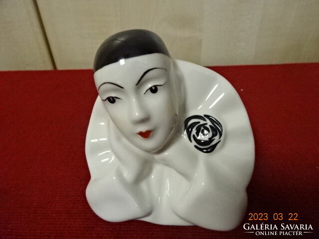 Pierrot clown porcelain figurine, also a mini vase, height 8 cm. Jokai.
