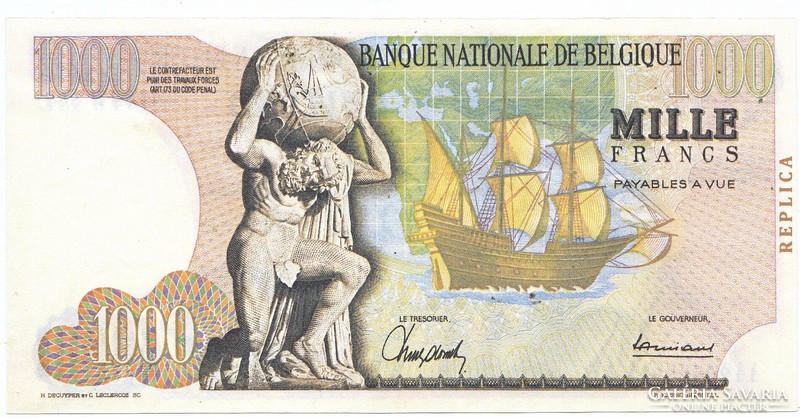 Belgium 1000 Belga frank 1961 REPLIKA