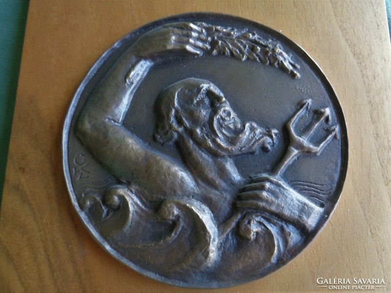 Olcsai Kiss Zoltán Bronzrelief Posszeidon