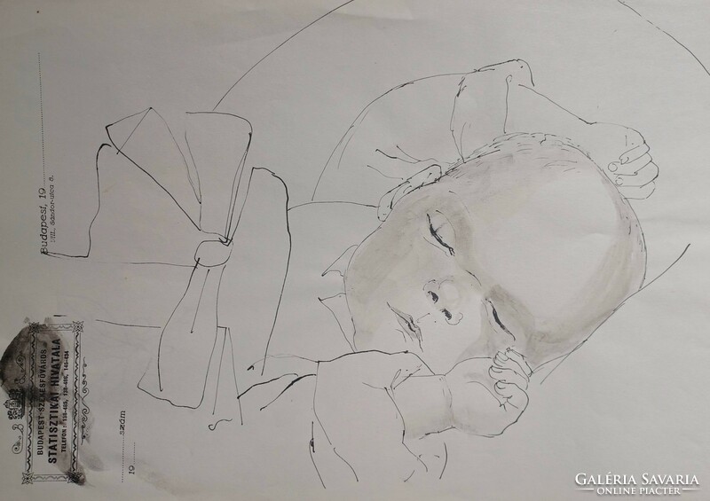 Baby portrait - ink drawing (30x21 cm)