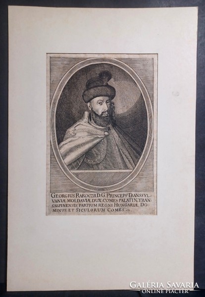 Portrait of György Rákóczi - antique etching - historical graphic