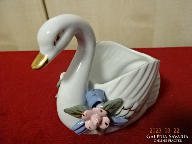 German porcelain centerpiece, swan shape, hand painted. Jokai.