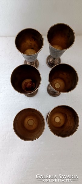 6 Russian silver stemmed glasses for vodka niello gold 240gr