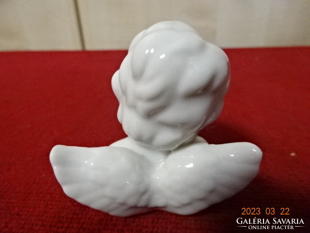 Német porcelán figura, angyalka mellszobor, magassága 5,2 cm. Jókai.