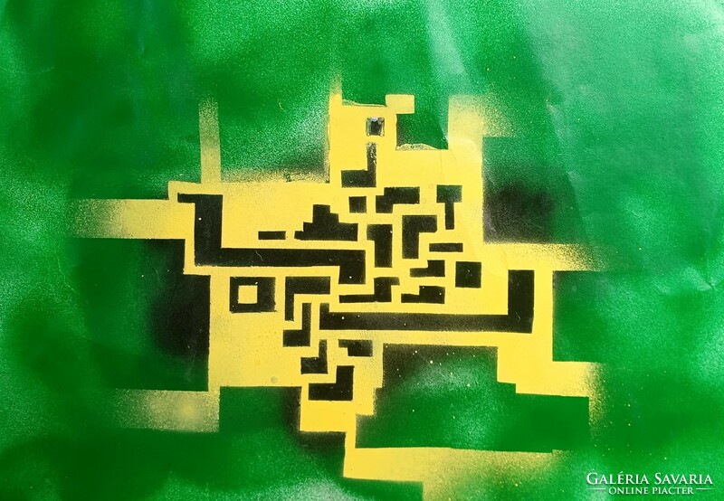 Green-yellow geometric abstract (42x30 cm)