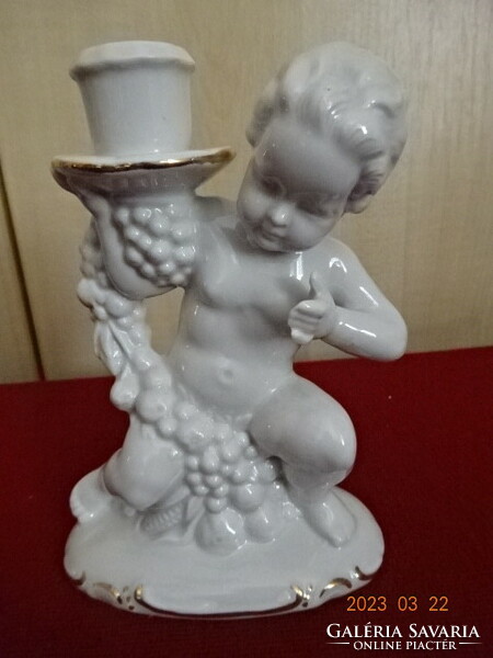 German porcelain, single branch candle holder with putto figure, height 16 cm. Jokai.