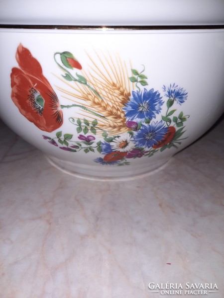Csodálatos KAHLA porcelán leveses tál, piapacs, búzavirág, búzakalász mintás  23-20 cm
