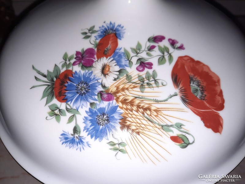 Csodálatos KAHLA porcelán leveses tál, piapacs, búzavirág, búzakalász mintás  23-20 cm
