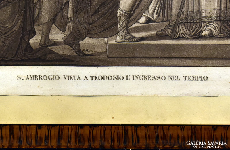 Andro Botticelli (1445-1510) után XIX. Sz első fele Európai rézmetsző : Ambrus püspök megtiltja ...