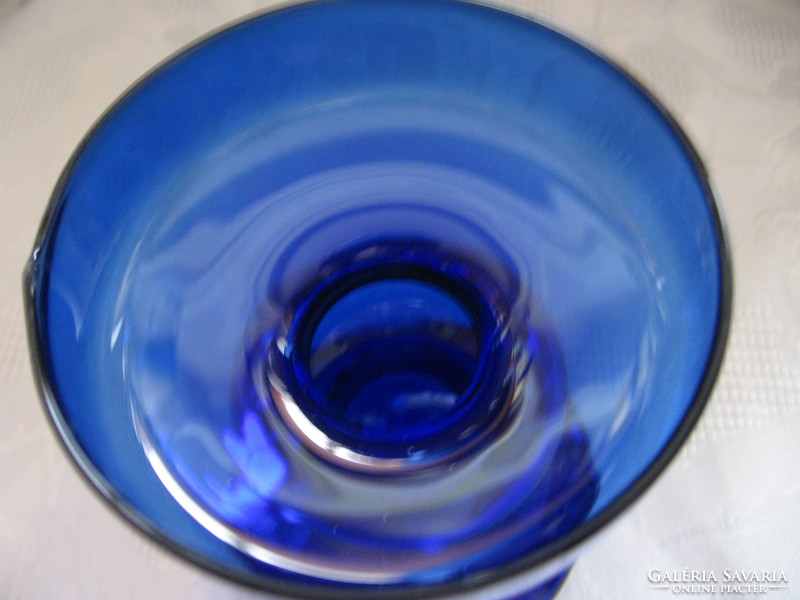 Retro kobalt kék pop art gyertyatartó, mécsestartó INGRID GLAS