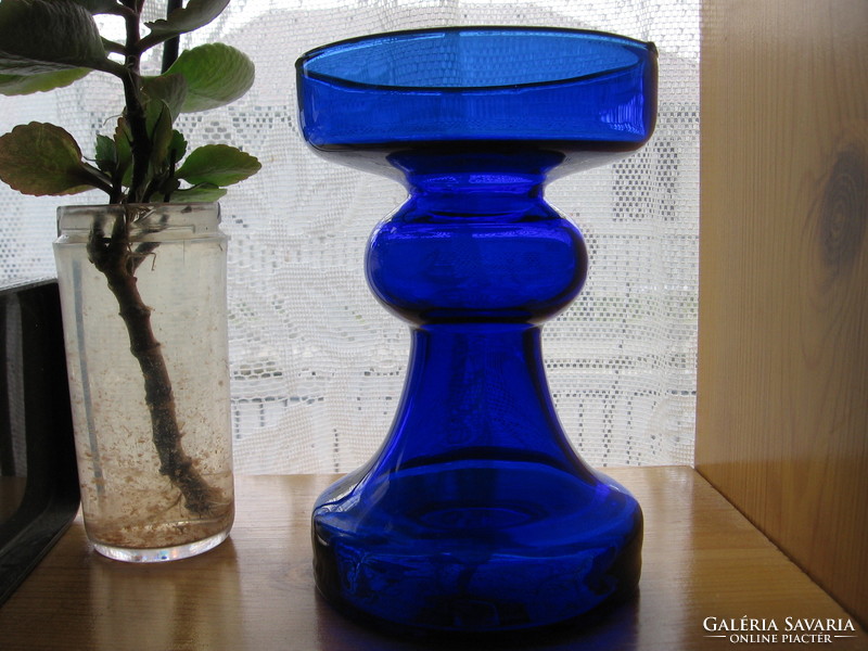 Retro cobalt blue pop art candlestick with candlestick ingrid glas