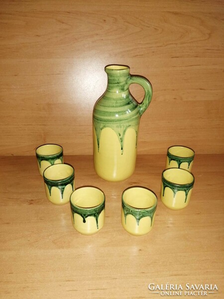 Retro Hungarian Szombatfai ceramic drinking set jug with 6 glasses (0-4)