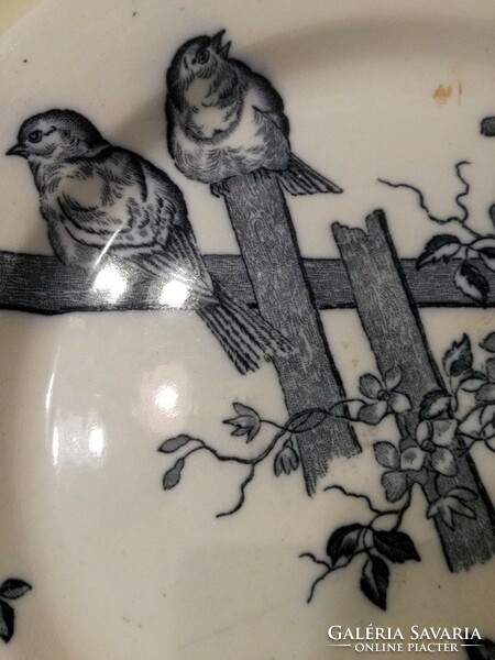 Antique faience plate with birds - 23.5 cm - art&decoration