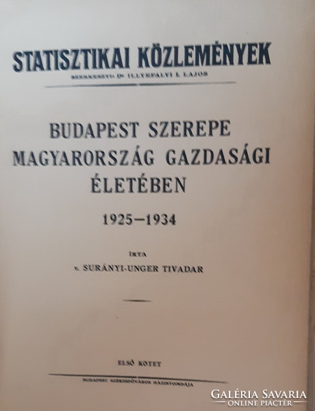 BUDAPEST SZEREPE MAGYARORSZÁG GAZDASÁGI ÉLETÉBEN  1925 - 1934