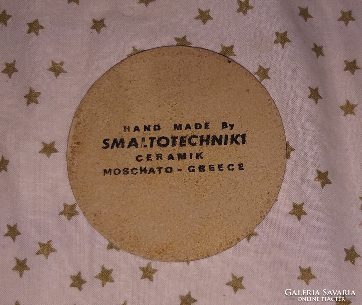 Greek ceramic coaster decorative tile 9 cm smaltotechniki moschato