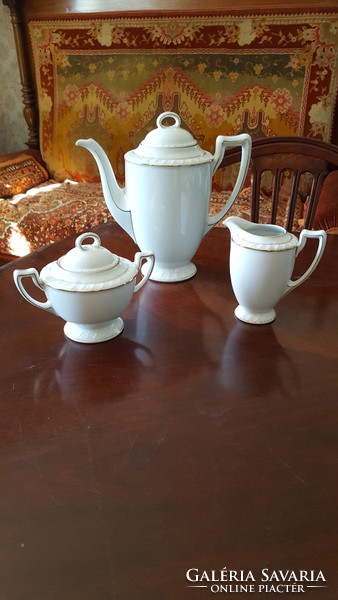 Snow-white, gilded, old hutschenreuther breakfast set for 5 people