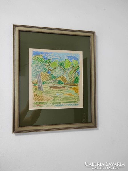 LAHNER EMIL (1893-1980) "Provance Táj" Pasztel -Vegyestechnika Keretezett mérete: 45 x 55 cm.
