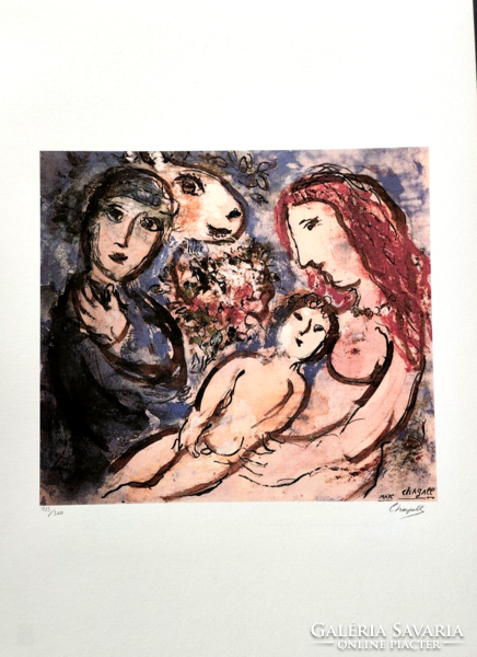 Nagyon szép Chagall litográfia - Család