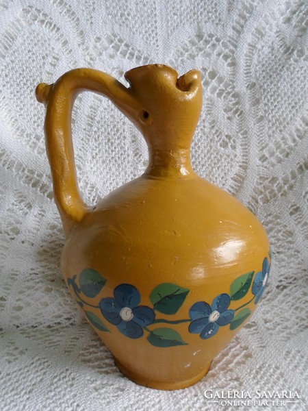 Antique, large painted folk ceramic rattle jar 26 cm