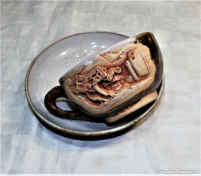 Special tea set with embossed Japanese glazed ceramics