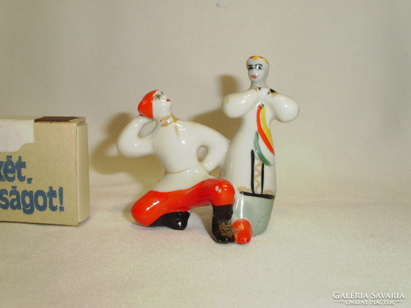 Old Russian dancing couple - mini porcelain figure, nipp