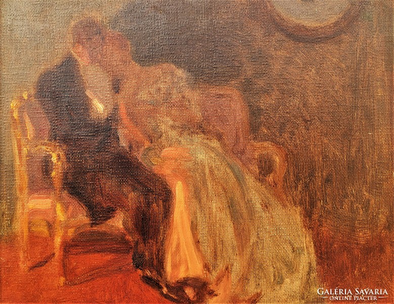 Margitay tihamér (1859 - 1922) sleeping couple c. Oil painting with original guarantee!