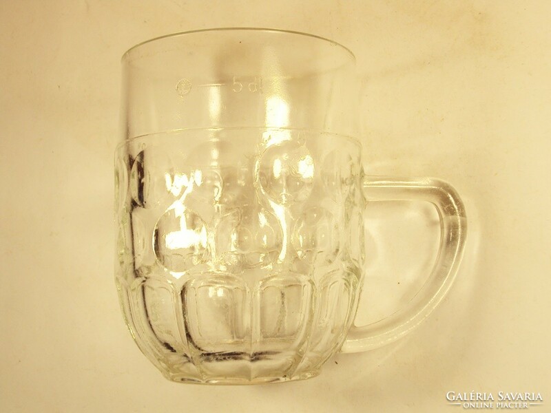 Retro old marked pub glass beer beer pitcher cooper coat of arms marking - Salgótarján glass factory - 0.5 l